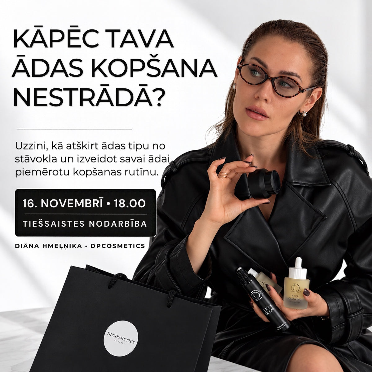 Tiešsaistes nodarbība par ādas kopšanu 16. novembrī plkst. 18.00
